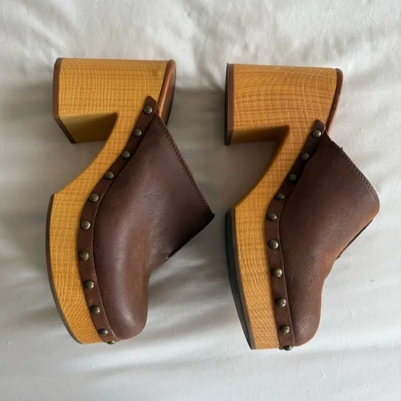 Vintage Y2K Leather Chunky Mules / Clogs - Picture 5 of 7